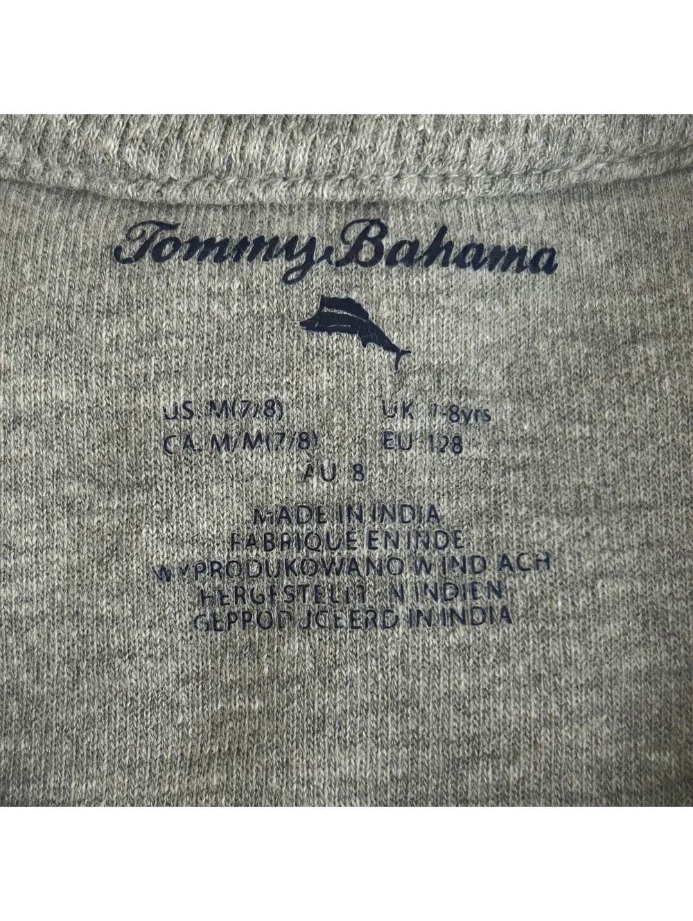 Tommy Bahama Kids Long Sleeve Waffle Knit Shirt Gray Size Medium 7-8